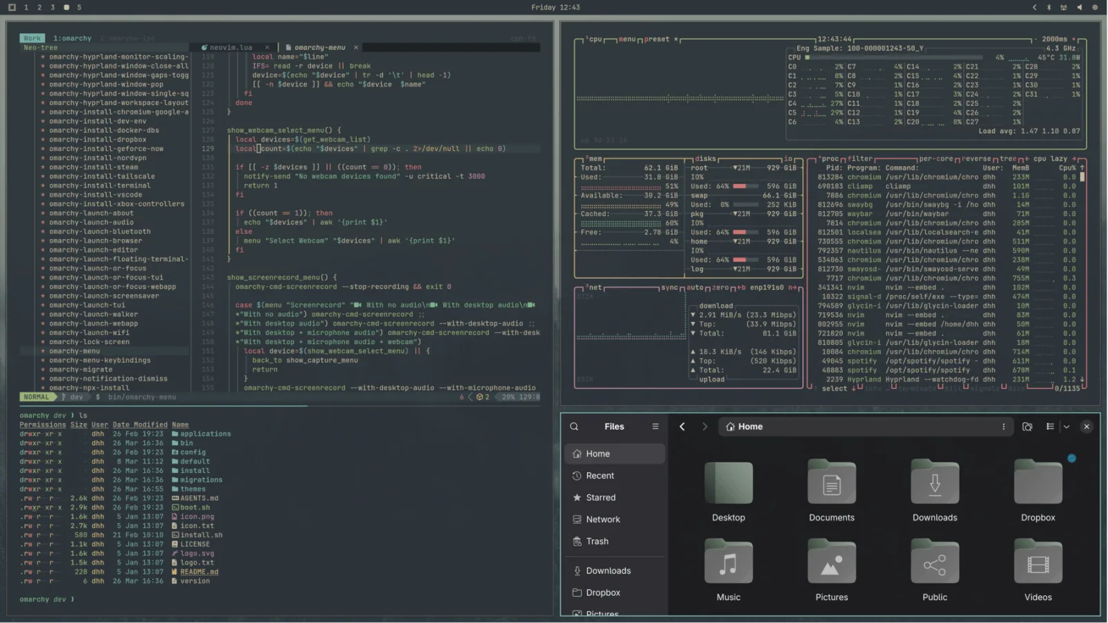 Terminal tools in the Everforest theme